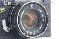 NEAR MINT, Meter Works KONICA C35 FD Black Film Camera 38mm f/1.8 Lens