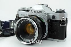 N MINT Canon AE-1 silver 35mm Film Camera FD 50mm f/1.8 Lens From JAPAN 1606