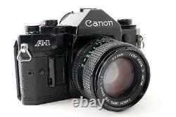 N. MINT Canon A-1 Black Film Camera 35mm SLR New FD 50mm F1.4 Lens JAPAN 745572