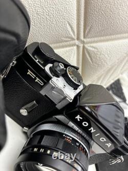 N. MINT in CASE? Konica FP Black Film Camera Hexanon 52mm F/1.8 Lens From JAPAN