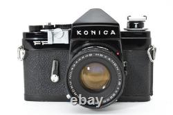 N. MINT in CASE? Konica FP Black Film Camera Hexanon 52mm F/1.8 Lens From JAPAN