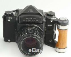 N Mint Pentax 6x7 67 Mirror Up TTL with SMC 90mm f2.8 Lens, Wood Grip From Japan