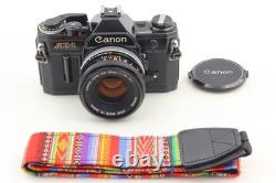 Near MINT Canon AE-1 35mm SLR Film Camera Black FD 50mm F1.8 Lens From JAPAN