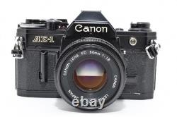 Near MINT? Canon AE-1 Black 35mm Film Camera New FD 50mm f1.8 Lens From Japan