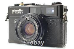 Near MINT Minolta Hi-Matic E Black 35mm Film Camera 40mm f1.7 Lens from JAPAN