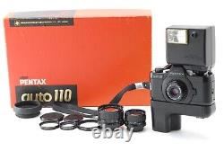 Near MINT in BOX? Pentax Auto 110 SLR Film Camera 3Lens & Flash Winder Set JAPAN