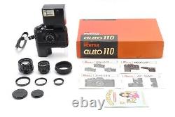 Near MINT in BOX? Pentax Auto 110 SLR Film Camera 3Lens & Flash Winder Set JAPAN