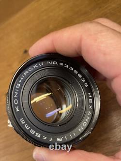 Near Mint Konica FP Silver SLR Film Camera Hexanon 52mm F/1.8 Lens From Japan