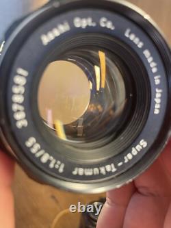 Near Mint Pentax Spotmatic SP Black Film Camera Super Takumar 55mm F/1.8 Lens