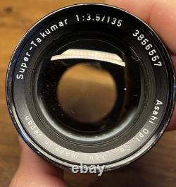 Near Mint ++ Pentax Spotmatic SP Film Camera Super Takumar 55mm 135mm From JPN