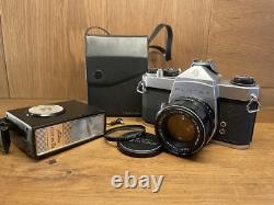Near Mint with Flash Pentax SL Film Camera Super Takumar 55mm F/1.8 Lens From JP