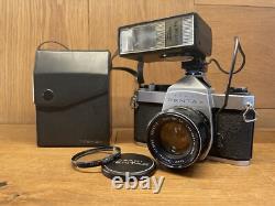 Near Mint with Flash Pentax SL Film Camera Super Takumar 55mm F/1.8 Lens From JP