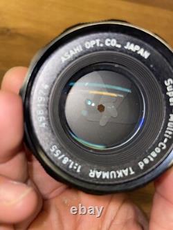 Near Mint with Flash Pentax Spotmatic SP Black Film Camera SMC T 55mm F/1.8 Lens