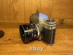 Near Mint with Rare Hood Konica FP Film Camera Hexanon 52mm F/1.8 Lens From JPN
