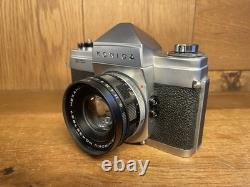 Near Mint with Rare Hood Konica FP Film Camera Hexanon 52mm F/1.8 Lens From JPN
