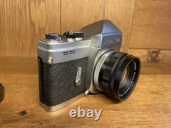 Near Mint with Rare Hood Konica FP Film Camera Hexanon 52mm F/1.8 Lens From JPN