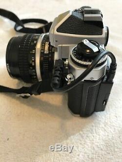 Nikon FE 50mm f/1.4 AI-S Prime MF Nikkor Lens Chrome SLR Film Camera Body MF-12
