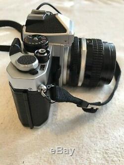 Nikon FE 50mm f/1.4 AI-S Prime MF Nikkor Lens Chrome SLR Film Camera Body MF-12