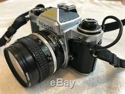 Nikon FE 50mm f/1.4 AI-S Prime MF Nikkor Lens Chrome SLR Film Camera Body MF-12