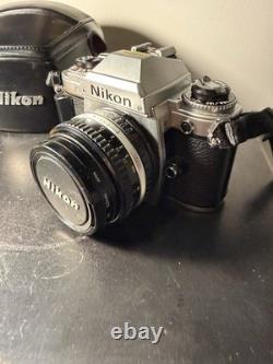 Nikon FG 35mm SLR Film Camera with Series E 50mm f/1.8 Lens Leather Case Manuals