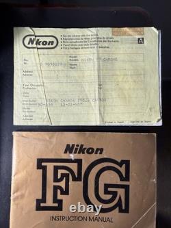 Nikon FG 35mm SLR Film Camera with Series E 50mm f/1.8 Lens Leather Case Manuals