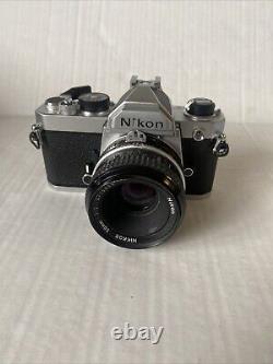 Nikon FM 35mm SLR Film Camera with NIKKOR 50mm 12 Lens Shutter Works