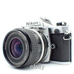 Nikon FM Silver Body 35mm Film Camera Ai 35mm f/2.8 Lens Exc+5 from Japan