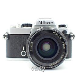 Nikon FM Silver Body 35mm Film Camera Ai 35mm f/2.8 Lens Exc+5 from Japan