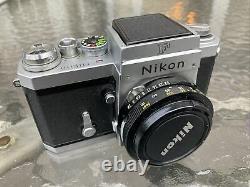 Nikon F 35mm Film Camera Silver Body With 45mm Lens