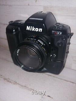 Nikon N90S 35mm SLR Film Camera with MF25, MB10 and Nikkor AF 50mm lens and caps