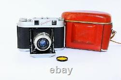 OLD RARE ISKRA RED Soviet Folding Camera Agfa copy Medium Format withs lens EXC