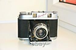 OLD RARE ISKRA RED Soviet Folding Camera Agfa copy Medium Format withs lens EXC