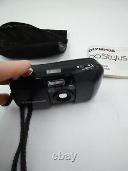 Olympus Infinity Stylus 35mm Black Film Camera AF 35mm 13.5 Lens powers on