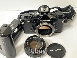 Olympus OM-2 MD 35mm Film Camera With Winder 2 Strap Zuiko 50mm Lens Japan SLR