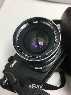 Olympus OM-3 Film Camera + 35mm F2 Lens + Case Strap Film Tested