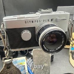 Olympus PEN FT 35mm Film Camera Silver & Black 2 lens, cases, flash, bulbs NMINT