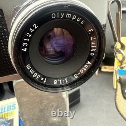 Olympus PEN FT 35mm Film Camera Silver & Black 2 lens, cases, flash, bulbs NMINT