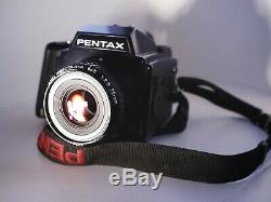 Pentax 645 medium format film camera with 75mm f/2.8 lens + back