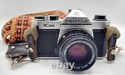 Pentax K1000 35mm Film Camera 50mm SMC Lens, 200mm Tele Converter Lens, Flash +