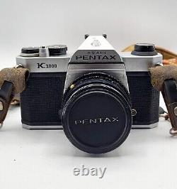 Pentax K1000 35mm Film Camera 50mm SMC Lens, 200mm Tele Converter Lens, Flash +