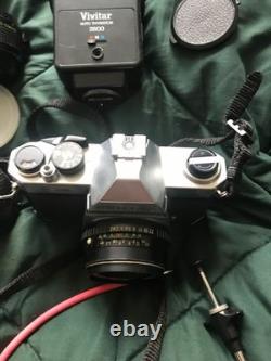 Pentax K1000 35mm SLR Film Camera with Lens SMC Pentax 12 50mm and acc