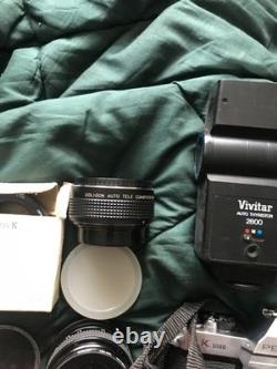 Pentax K1000 35mm SLR Film Camera with Lens SMC Pentax 12 50mm and acc