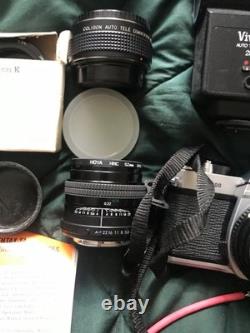 Pentax K1000 35mm SLR Film Camera with Lens SMC Pentax 12 50mm and acc