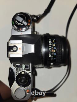 Pentax ME Super 35mm SLR Film Camera, Lenses and case. NOT TESTED