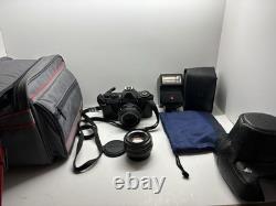 Pentax MV 35mm Film SLR Camera + SMC 28mm f/2.8 Lens + AF200S Flash + Case Kit