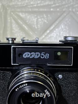 RARE BLACK? Near MINT? FED 5B Rangefinder Film Camera 55mm F/2.8 Lens JAPAN