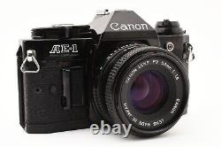 READ Exc+5 Canon AE-1 Program Black 35mm film Camera NEW FD 50mm F/1.8 JAPAN