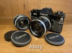 READ Rare Black Near Mint Canon FT QL Film Camera FL 50mm F/1.4 28mm F/3.5
