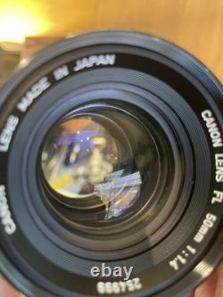 READ Rare Black Near Mint Canon FT QL Film Camera FL 50mm F/1.4 28mm F/3.5