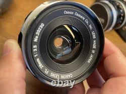 READ Rare Black Near Mint Canon FT QL Film Camera FL 50mm F/1.4 28mm F/3.5